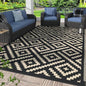 GENIMO Outdoor Rugs 8x10 Waterproof, Reversible Mats, Area Plastic Straw Rug, Outside Carpet, Geometric Rv Mat for Patio Camping Rv Picnic Backyard Deck Balcony Porch Beach Trailer (Black & Beige)