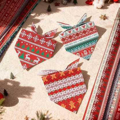Weewooday 50 Pcs Christmas Bandanas for Dogs Xmas Bandanas Bulk with Ugly Sweater Patterns Soft Bibs Adjustable Triangle Doggie Scarf for Small Medium Large Pet (25.6 x 17.7 x 17.7 Inch)