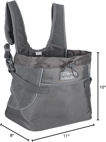 Outward Hound PupPak Dog Front Carrier, Small, Grey – Hands-Free Hiking & Camping Pet Backpack for Small Pets up to 10 lbs, Padded Straps, Breathable Mesh, Water-Resistant, Safety Clip