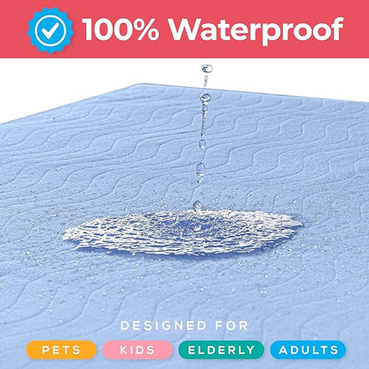 Utopia Bedding Washable Underpads 18" x 24" (Pack of 4), Waterproof Reusable Heavy Absorbency Incontinence Bed Pads for Adults, Kids, Elderly and Pets, Bedwetting Pads for Sofa and Couch (Blue)