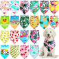 Frienda 20 Pcs Summer Spring Dog Bandanas Hawaiian Style Washable Triangle Pet Bibs Assortment Puppy Kerchief Accessories for Small Medium Pets Dogs Cats(Large)