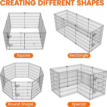 Yaheetech 30" High 8 Panel Foldable Metal Dog Exercise Pen Pet Playpen Dog Fence Outdoor & Indoor Use for Small Animals with Door Black