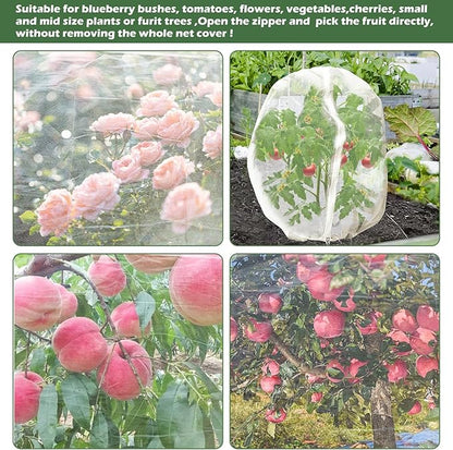 10 x 10ft Extra Large Fruits Tree Netting, Garden Mesh Insect Tree Cover with Zipper Drawstring Bird Barrier Net Plant Bag Blueberry Bushes Protection Plant Cover for Prevent Animals Deer Squirrel Bug
