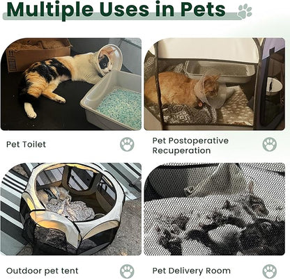 Love's cabin Pet Puppy Dog Playpen, Large Dog Tent Crates Cage Indoor/Outdoor, Portable Playpen for Cat, Foldable Pop Up Dog Kennel Playpen with Carring Case, Removable Zipper Top, Dark Grey