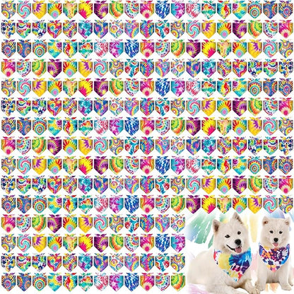 Aliceset 180 Pcs Tie Dye Dog Bandana Bulk Rainbow Bandanas for Dogs Adjustable Washable Pet Triangle Scarf Cute Paisley Kerchief Bibs for Pet Summer Costume Accessories Decorations