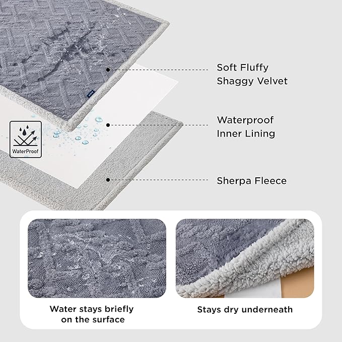 Bedsure Waterproof Dog Blankets for Bed - Pet Blanket for Bed Couch Protector Washable, Jacquard Coral Fleece Cat Throw Blanket, Soft Plush Reversible Furniture Protection, King, 86x108, Grey