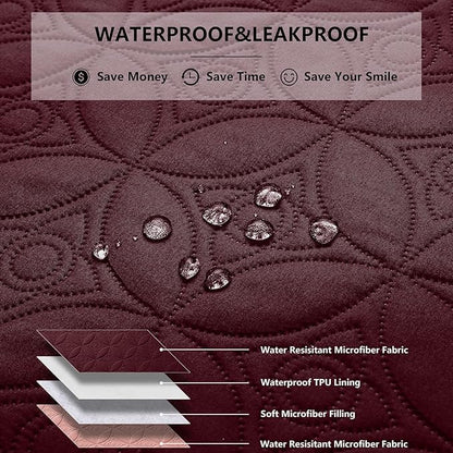 Waterproof Dog Blanket, 30x30 inches Small Pet Couch Covers for Sofa, Chair Bed Furniture Protector from Dogs Washable and Reversible-Burgundy Red+Pink