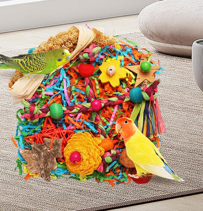 Bird Toys, Parakeet Toys Bird Foraging Toys Grass Mat Climbing Wall for Parakeet,Parrot,Cockatiel,Conure,Lovebird,Budgie Cage Small to Medium Birds (Twinkle Star)