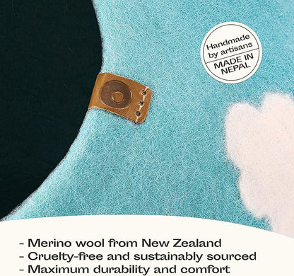 MEOWFIA Cat Cave – Premium Felt Cat Bed for Indoor Cats, Handmade Merino Wool (Cloud Nap Blue, Large)