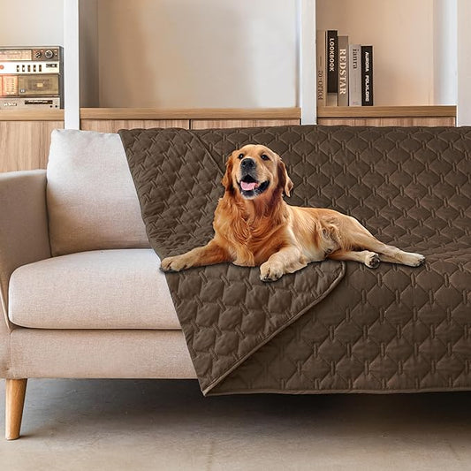 gogobunny 3X Stronger Waterproof Pet Blanket, Scratch Proof Furniture Protector for Dogs Cats, Reversible Cover 52x82 Inch, Dark Chocolate