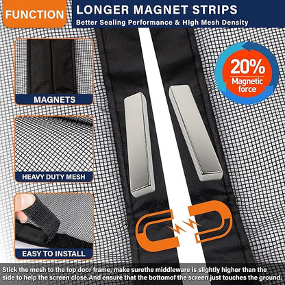 Magnetic Screen Door，Fiberglass Screen Door Mesh，Keep Bugs Out, Heavy-Duty Mesh Curtain,Pet and Kid Friendly, Works with Front Doors, Sliding Doors（36x80 Inch Fiberglass