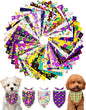 PET SHOW 50 Pack Mardi Gras Dog Bandanas Bulk for Small Dogs Cats Puppys XS Washable Adjustable Dog Scarf Triangle Bibs Pet Green Yellow Decorative Grooming Accessories