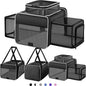 Top and 2 Sides Expandable Cat Carrier 18x11x11, TSA Airline Approved Dog Carriers for Small Dogs, Soft-Sided Pet Carrier with Self-Locking Zippers for Kitten,Rabbit, Puppy, Guinea Pig Black White
