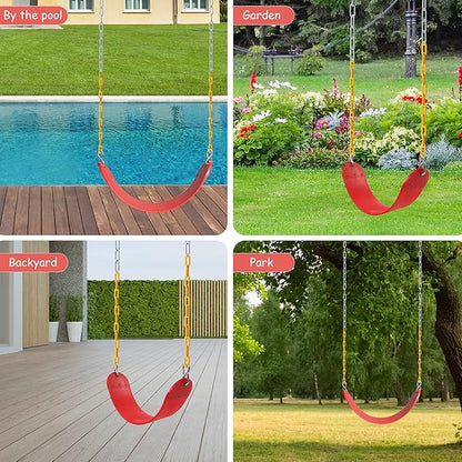 Sunnyglade 2PCS Swings Seats Heavy Duty with 66" Chain, Playground Swing Set Accessories Replacement with Snap Hooks, Support 250lb (2, Red)