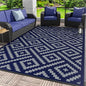 GENIMO Outdoor Rug for Patio Clearance, 10'x14' Waterproof Camping Mat, Reversible Plastic Straw Rugs for RV, Camper, Balcony, Backyard, Picnic, Deck (Blue & Grey)