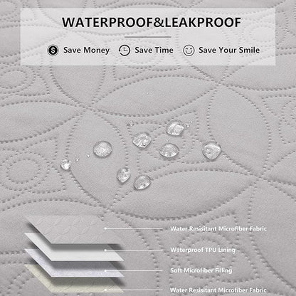 Waterproof Dog Blanket, 30x53 inches Small Pet Couch Covers for Sofa, Chair Bed Furniture Protector from Dogs Washable and Reversible-Lightgrey+Cream