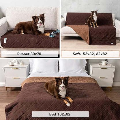 PetAmi Waterproof Couch Cover for Dogs, Waterproof Pet Blanket, Reversible Furniture Cover Sofa Protector for Pet Cat Bed, Washable Waterproof Blanket Dog Cover for Couch Seat, 68x82 Brown