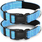 2 Pack Reflective Dog Collar with Safety Locking Buckle, Adjustable Soft Breathable Comfortable Nylon Pet Collar for Small, Medium and Large Dogs, SkyBlue, L