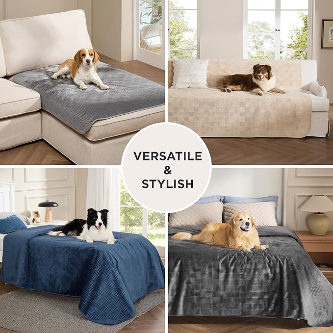 Bedsure Waterproof Couch Cover for Dogs Washable - Waterproof Blanket for Large Dogs Couch Sofa Cozy, Lightweight Furniture Protector for Pet Cat Quick Drying Puppy, Sandy Tan, 40x50IN
