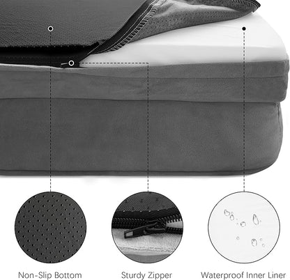 Orthopedic Dog Bed with Sides - Dog Sofa Beds for Extra Large Dogs, Supportive Foam Pet Couch Bed with Washable Removable Cover, Waterproof Lining and Non-Slip Bottom, Grey - XXL