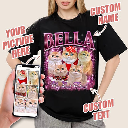 JIX & JOKY Custom Your Own Bootleg Rap Shirts with Dog Faces Custom Pet Shirt for Men Graphic Tshirt Gift Idea for Pet Lovers