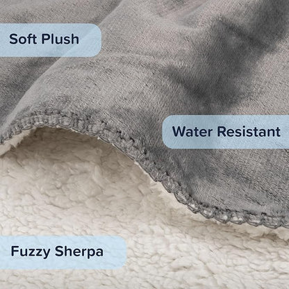 PETMAKER Dog Blanket - 80x100in Reversible Sherpa Blanket - Throw Blankets for Bed, Couch, Crate, or Car - Machine Washable Puppy Essentials (Gray)