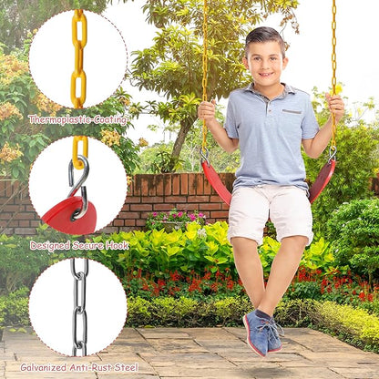 Sunnyglade 8PCS Swings Seats Heavy Duty with 66" Chain, Playground Swing Set Accessories Replacement with Snap Hooks, Support 250lb (8, Red)