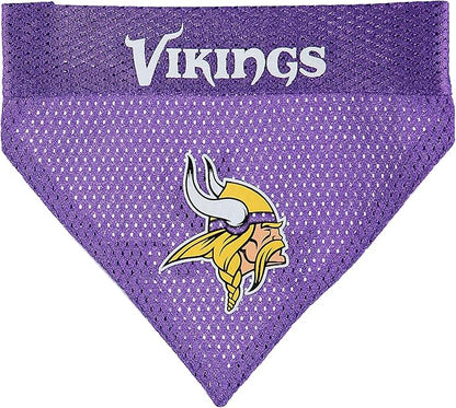 Pets First NFL DOG BANDANA - MINNESOTA VIKINGS REVERSIBLE PET BANDANA. 2 Sided Sports Bandana with a PREMIUM Embroidery TEAM LOGO, Small/Medium. - 2 Sizes & 32 NFL Teams available