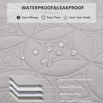 Waterproof Dog Blanket, 68x82 inches Pet Couch Covers for Sofa, Bed Furniture Protector from Dogs Washable and Reversible-Lightgrey+Cream