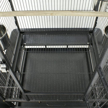 SUPER DEAL 68-inch Large Bird Cage with Rolling Stand African Grey Parrot Chinchilla Finch Cage Conure Cockatiel Cockatoo Pet House Wrought Iron Birdcage, Black