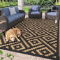 GENIMO Outdoor Rug for Patio Clearance,6'x9' Waterproof Mat,Reversible Plastic Camping Rugs,Rv,Deck,Porch,Camper,Balcony,Backyard (Black & Brown)