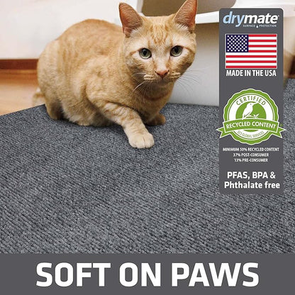 Drymate Cat Litter Box Mat, Litter Trapping Mat, Waterproof, Urine-Proof, Absorbent, Machine Washable, Soft on Paws, Contains Mess, Protects Floors, Kitten Supplies, Grey, 28x36 XL
