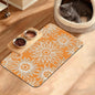Retro Geometric Aesthetic Dog Food Mat,Orange Absorbent Pet Feeding Mat for Food and Water Bowl,Quick Dry Dog Placemat Non Slip Rubber Backing Waterproof Pet Supplies 12" x 20"