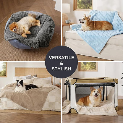 Bedsure Dog Blanket for Small Dogs Washable - Fluffy Fuzzy Puppy Cat Blanket with Premium 300GSM Coral Fleece Soft for Pet Kitten Doggy, Blue, 25x35IN