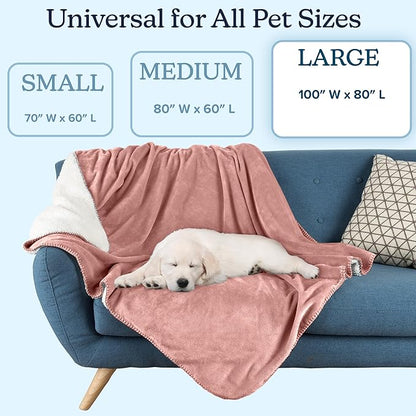 PETMAKER Dog Blanket - 80x100in Reversible Sherpa Blanket - Throw Blankets for Bed, Couch, Crate, or Car - Machine Washable Puppy Essentials (Pink)