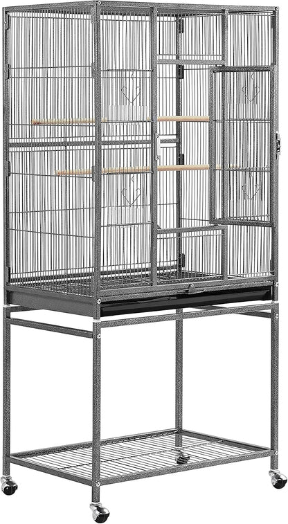 Topeakmart 53.7-inch Bird Cage with Stand Wrought Iron Construction Bird Cage for Parrots Cockatiels Conures Parakeets Budgies Finches Birdcage