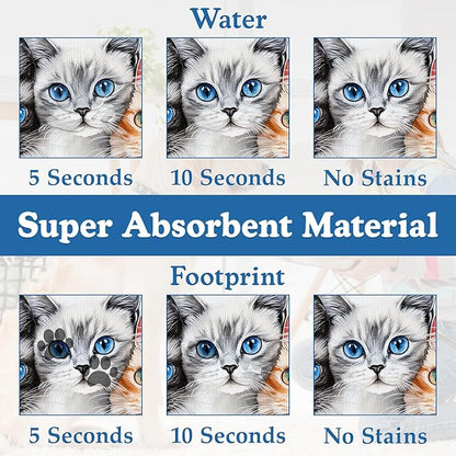 Cute Cats Pet Food Mat for Cats and Dogs–Christmas Stocking Absorbent Quick Dry Feeding Placemat, Non Slip Rubber Base, Waterproof Bowl Mat for Indoor Use, Pet Supplies 12"x20"