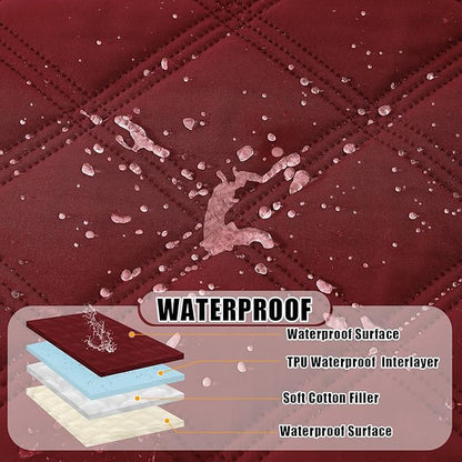 Smiry Waterproof Dog Bed Cover Blanket 30x53, Soft Reversible Pet Blanket, Washable Leakproof Cats Dogs Couch Cover for Sofa, Couch, Furniture, Wine Red/Beige