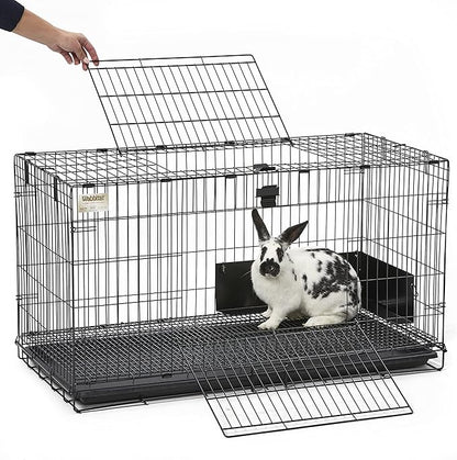 MidWest Homes for Pets Medium Wabbitat Rabbit Cage, Grid Mesh Floor, Removable Tray, Top & Front Door Access, Rust Resistant Finish, No Tools Required