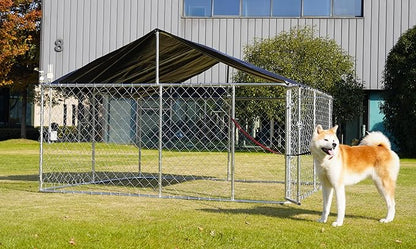 120"x 120" Outdoor Dog Enclosure Heavy Duty Dog Kennel House Mesh Dog Big Cage Pet Kennel Steel Fence with Secure Lock