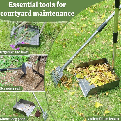 T2Y Pooper Scooper, 48'' Long Handle Dog Pooper Scooper, Adjustable Stainless Steel Rake & Extra Large Tray, Antirust & Durable Poop Scoopers for Yard, Lawn, Snowfield, Suitable for Multi-Dog Family