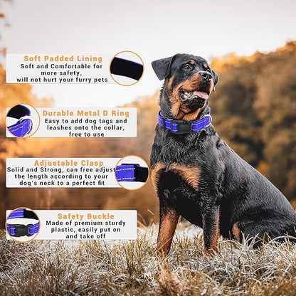 2 Pack Reflective Dog Collar with Safety Locking Buckle, Adjustable Soft Breathable Comfortable Nylon Pet Collar for Small, Medium and Large Dogs, Navyblue, XS
