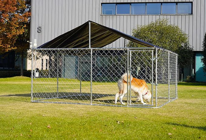 Outdoor Dog Enclosure Heavy Duty Dog Kennel House Mesh Dog Big Cage Pet Kennel Steel Fence with Secure Lock