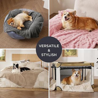 Bedsure Dog Blanket for Large Dogs Washable - Fluffy Fuzzy Puppy Cat Blanket with Premium 300GSM Coral Fleece Soft for Pet Kitten Doggy, Brown, 40x50IN