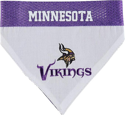 Pets First NFL DOG BANDANA - MINNESOTA VIKINGS REVERSIBLE PET BANDANA. 2 Sided Sports Bandana with a PREMIUM Embroidery TEAM LOGO, Small/Medium. - 2 Sizes & 32 NFL Teams available