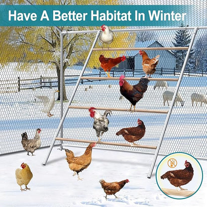 Chicken Perch, Chicken Coop Roosting Perch for Backyard Poultry, Chicken Coop Perch Easy to Assemble & Clean, Farm Chicken Toys (55" L x 40" W)