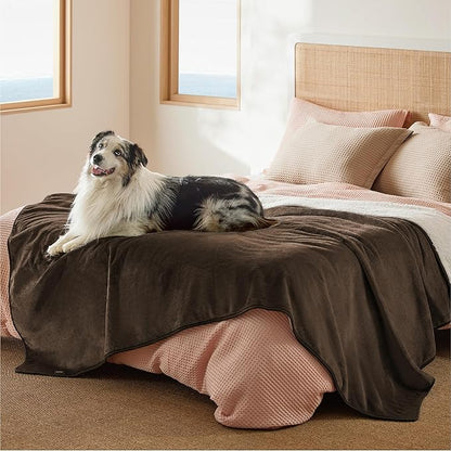 Bedsure Waterproof Blanket for Bed - Sherpa Fleece Waterproof Dog Blankets for Large Dogs, Pet Blankets for Bed/Couch/Dog Crate, Soft Plush Reversible Furniture Protector, Twin Size, 80"x60", Brown