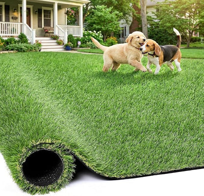 Artificial Grass Rug Indoor Outdoor, 7 x 15FT Faux Grass Turf with Drainage Holes, Realistic Artificial Lawn Rug Dog Pets Mat, Turf Carpet for Garden Lawn Landscape Balcony Patio Backyard Easter Decor