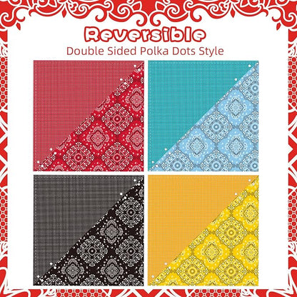 PAWCHIE Dog Bandanas Small Reversible Styles Pet Triangle Scarf Bibs - Adjustable with Two Snaps - Kerchief Set Accessories for Dogs, Puppy, Cats Red