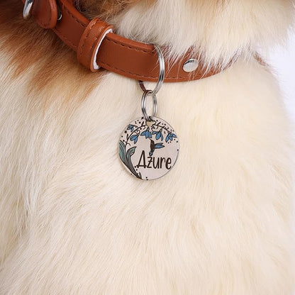 Colorful Dog Tags Personalized, Engraved Dog Tags with Colored Printing for Pets, Dog Name tag with deep Engraving, Custom pet ID Tags, Customizable cat Collar Holder tag (Snowdrop)